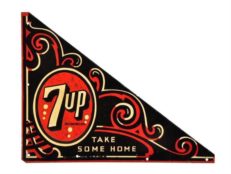 1930S 7 - UP EMBOSSED TIN SIGN.                  