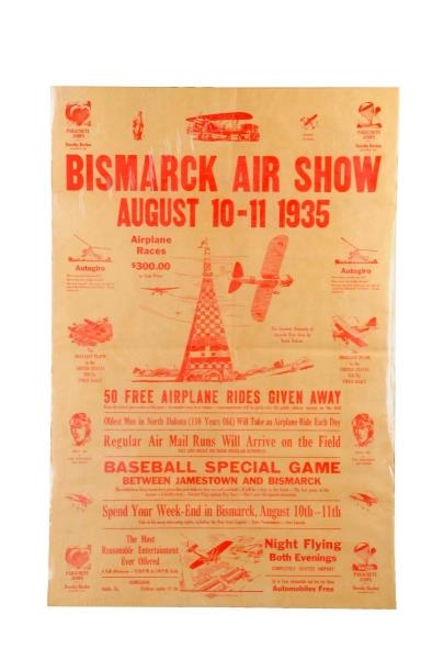 1935 BISMARCK AIR SHOW PAPER POSTER.              