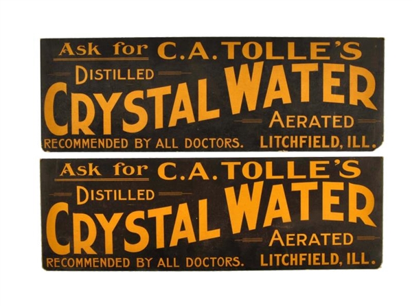 LOT OF 2: EARLY CRYSTAL WATER CARDBOARD SIGNS.    