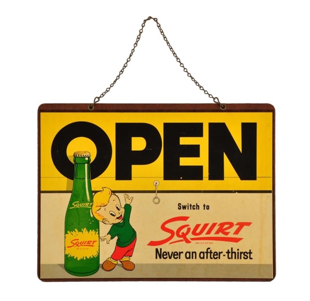 1955 SQUIRT TWO-SIDED STORE SIGN.                 