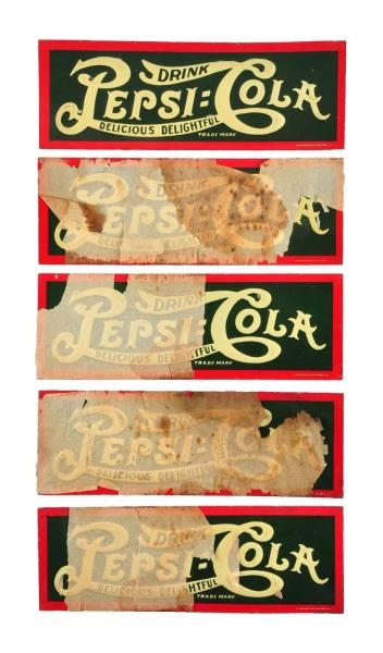 LOT OF 5: 1910 PEPSI - COLA EMBOSSED TIN SIGNS.   