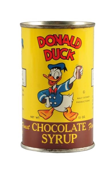 1950S DONALD DUCK CHOCOLATE SYRUP CAN.           