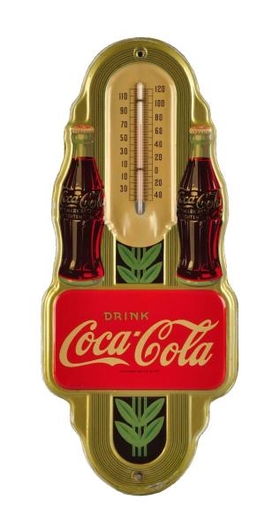 1941 COCA - COLA DOUBLE BOTTLE THERMOMETER.       