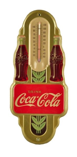 1942 COCA - COLA DOUBLE BOTTLE THERMOMETER.       