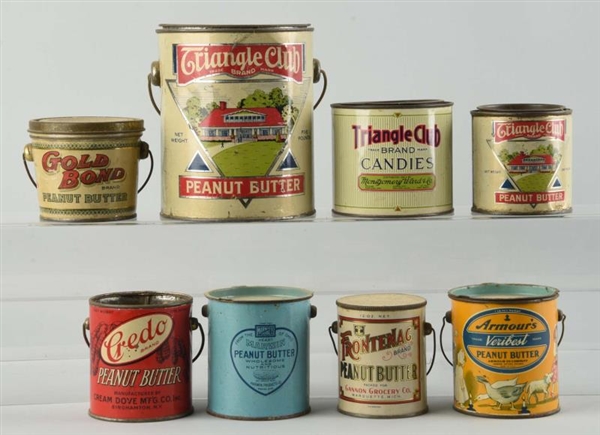 LOT OF 8: ASSORTED PEANUT BUTTER TINS.            