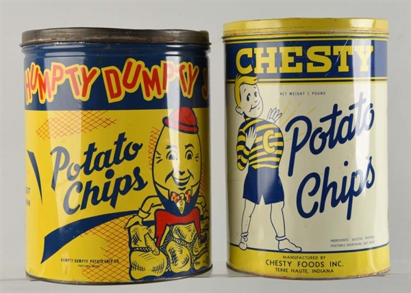 LOT OF 2: LARGE POTATO CHIP CANS.                 