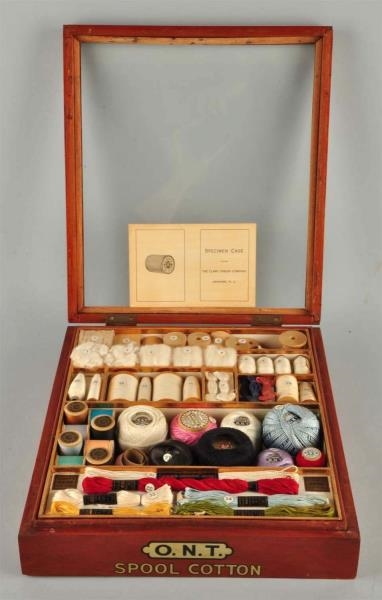 CLARKS SPOOL COTTON SEWING BOX.                  