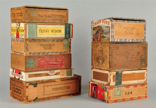 LOT OF 10: EARLY CIGAR BOXES.                     