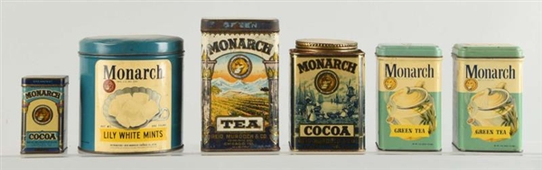 LOT OF 6: MONARCH TEA & COCOA TINS.               
