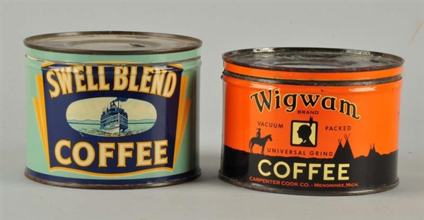 LOT OF 2: EARLY COFFEE TINS.                      