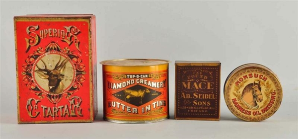 LOT OF 4: MISC. ADV. TINS.                        
