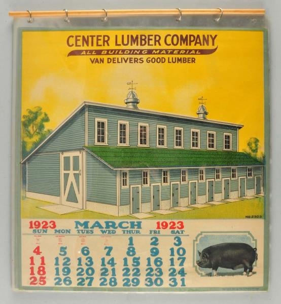 LOT OF 12: 1923 CENTER LUMBER CO. YEARLY CALENDAR.