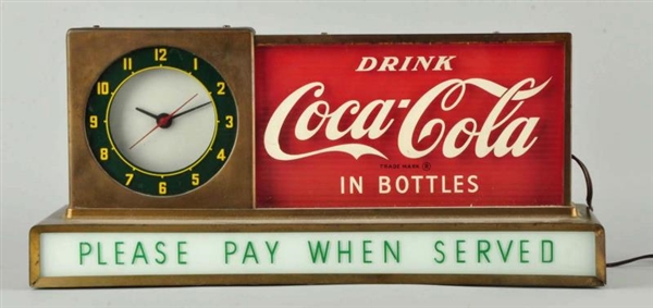 COCA-COLA CLOCK PLEASE PAY WHEN SERVED.           