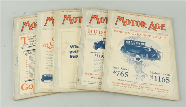 LOT OF 5: MOTOR AGE MAGAZINES CIRCA 1920S.       