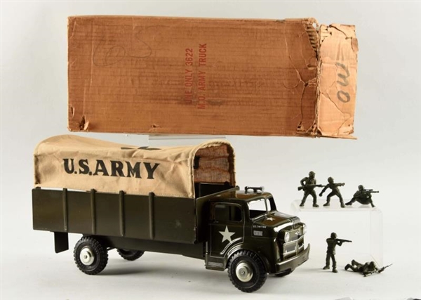 MARX METAL ARMY TRUCK WITH SOLDIERS.              