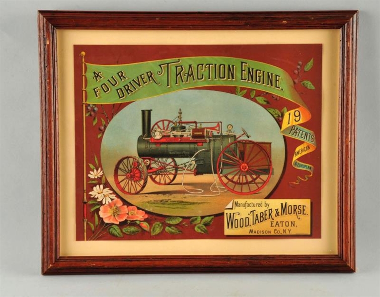 TRACTION ENGINE FRAMED ADVERTISEMENT.             