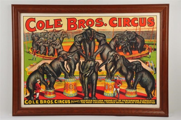 COLE BROS CIRCUS FRAMED POSTER.                   