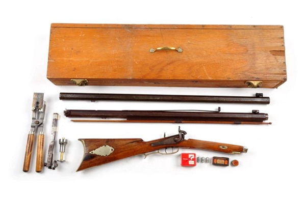 (A) MID-19TH C. LEWIS HALF STOCK PERCUSSION RIFLE.