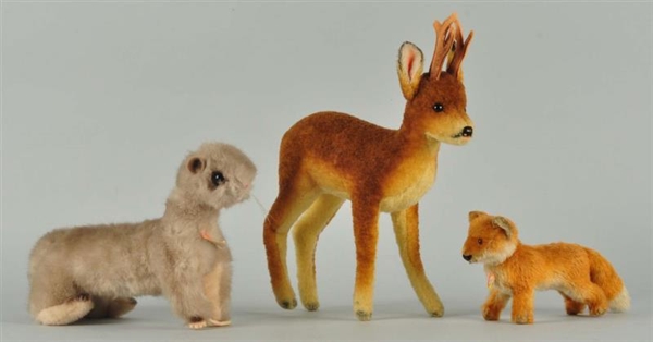 LOT OF 3 STEIFF FIELD AND FOREST ANIMALS WITH ID. 
