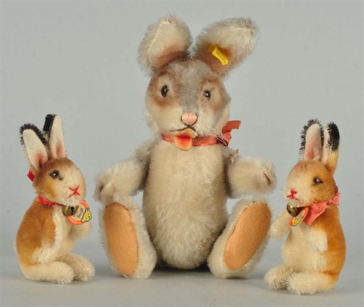 LOT OF 3 CHARMING EARLY POST WAR STEIFF RABBITS.  