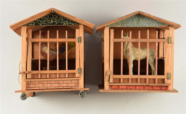 LOT OF 2: WOODEN ANIMAL PENS WITH DOORS.          