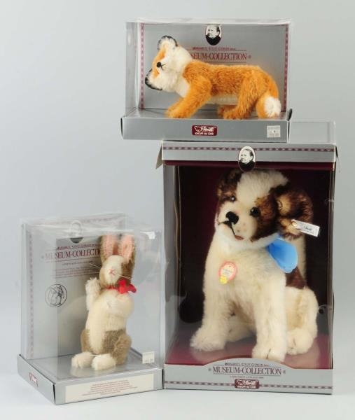 LOT OF 3: STEIFF ANIMALS MUSEUM COLLECTION.       