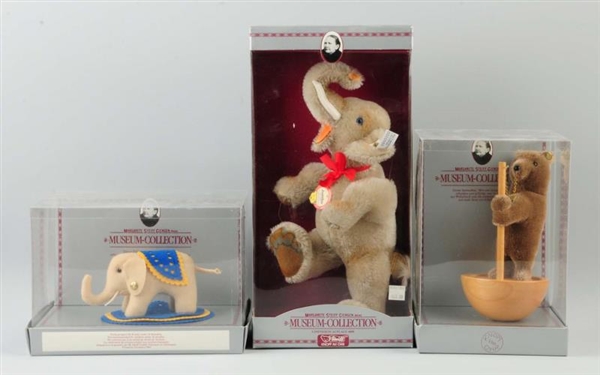 LOT OF 3: STEIFF ANIMALS MUSEUM COLLECTION.       