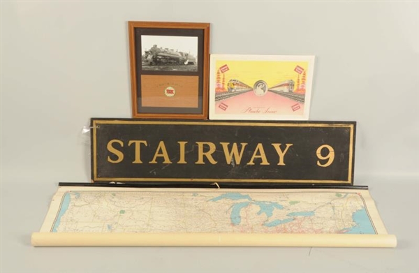 LOT OF 4: TRAIN POSTERS & SIGNS.                  