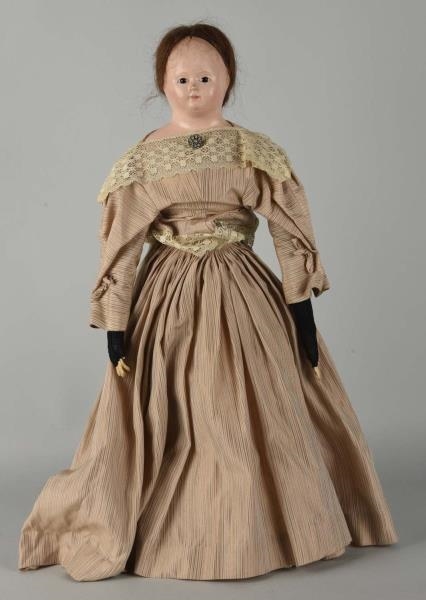 LARGE ANTIQUE FRENCH-TYPE PAPIER MACHE DOLL.      