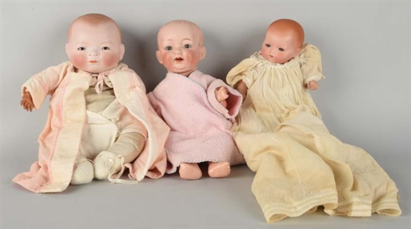 LOT OF 3: GERMAN BISQUE HEAD CHARACTER BABIES.    