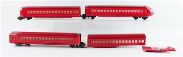 LOT OF 4: RED LIONEL TRAIN SET.                   