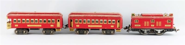LOT OF 3: NO 8 RED LIONEL TRAIN SET.              