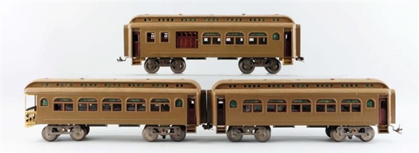 LOT OF 3: BROWN TRAIN CARS.                       