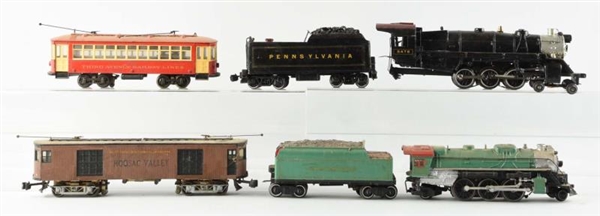 LOT OF 6: ASSORTED TRAINS.                        