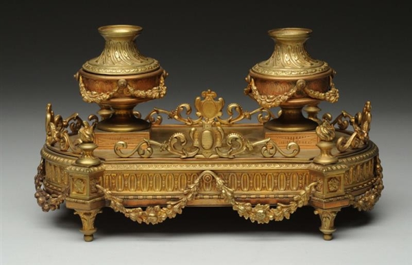 FRENCH EMPIRE GILT BRONZE INKWELL.                