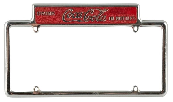 UNUSUAL 1940S-50S COCA COLA LICENSE PLATE FRAME.