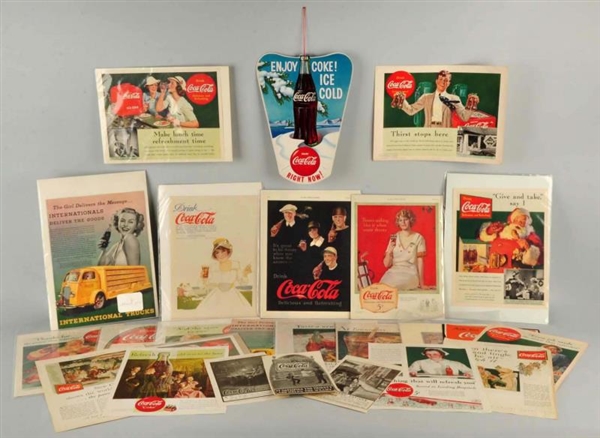 LOT OF COCA - COLA CUTOUT AND ASSORTED MAG. ADS.  