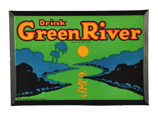 1920S - 30S GREEN RIVER TIN OVER CARDBOARD SIGN.