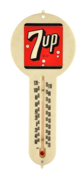 1940S - 50S PLASTIC 7 - UP THERMOMETER.         