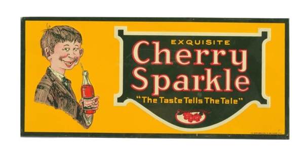 CHERRY SPARKLE EMBOSSED TIN OVER CARDBOARD SIGN.  