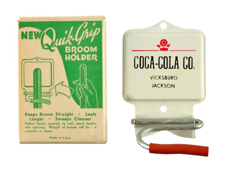 1940S - 1950S COCA - COLA METAL BROOM HOLDER.   