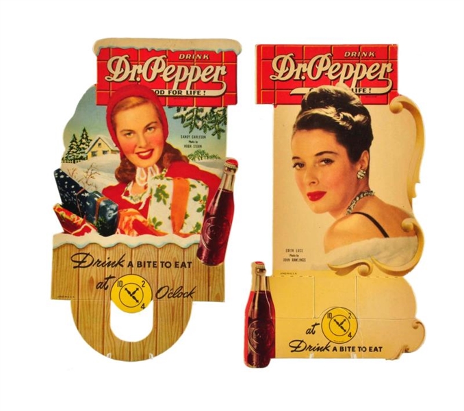 LOT OF 2: 1940S DR. PEPPER BOTTLE TOPPERS.       