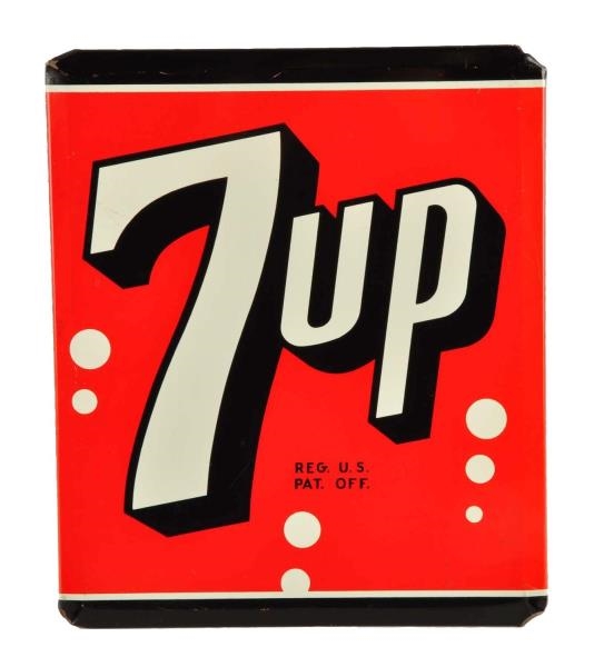 1940S - 1950S 7 - UP TIN OVER CARDBOARD SIGN.   