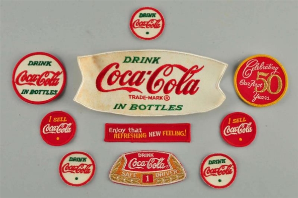 LOT OF 10: ASSORTED COCA - COLA CLOTH PATCHES.    