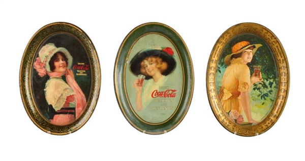 1916, 1914, AND 1913 COCA - COLA TIP TRAYS.       