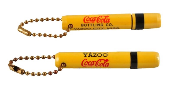 LOT OF 2: 1940S COCA - COLA SAMPLE KEYCHAINS.    