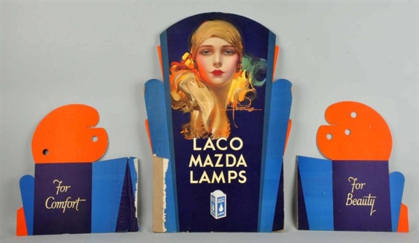 3 - PIECE LACO MAZDA LAMPS ADVERTISEMENT.         