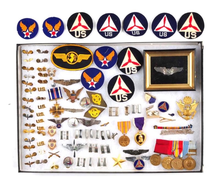 LARGE LOT OF U.S. MEDALS, PATCHES, AND INSIGNIA.  