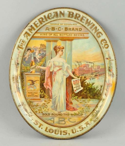 AMERICAN BREWING CO. TIN LITHO ADVERTISING TRAY.  