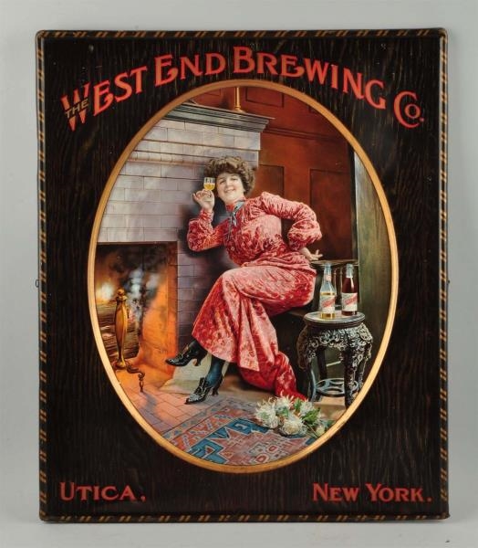 WEST END BREWING CO. SELF-FRAMED TIN SIGN.        